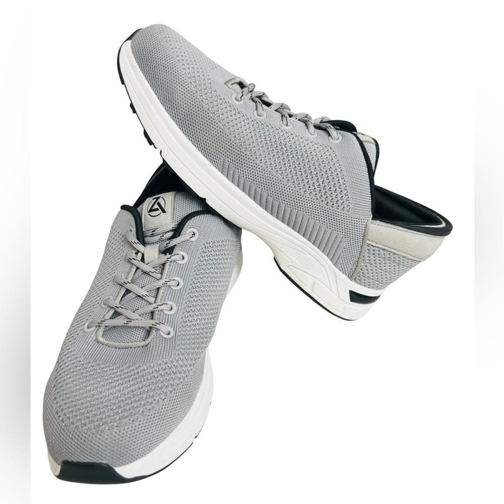 ZEBA Men’s Gray Knit Walking Sneakers Size 10.5 Comfort Lace Up Athletic Shoes